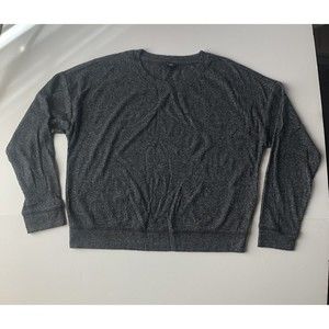 Alfani Intimates Womens Lounge Pajama Top Black Long Sleeve Ribbed Medium